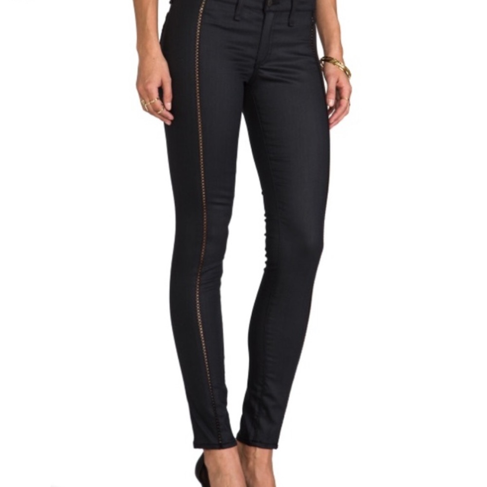 Rag & Bone Split Stitch Skinny Jean in Black.